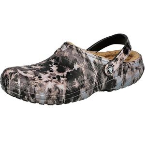 Crocs Adult Classic Lined Tie Dye Clog Black/Bleach Dye Men's Size 4 / Women's 6